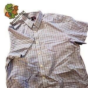 UNTUCKit Mens XXLarge Gingham Check Short Sleeve Button Down Shirt Blue White